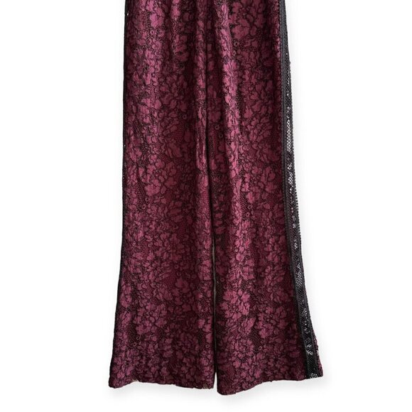 Alexis Philippe Lace Cold Shoulder Jumpsuit,  burgundy/ black,‎ Size S - Picture 9 of 16